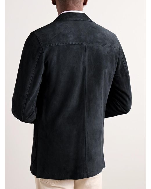 Sid Mashburn Blue Butcher Unstructured Suede Blazer for men