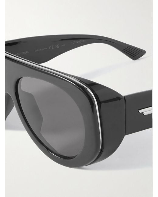 Bottega Veneta Black Aviator-Style Acetate Sunglasses for men