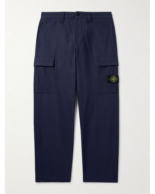 Stone Island Gerade geschnittene Cargohose aus Baumwoll-Canvas in Blue für Herren