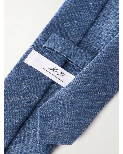 Mr P. Blue 8cm Linen And Silk-blend Tie for men