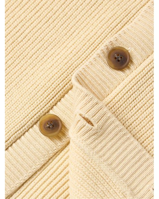 Maison Kitsuné Natural Logo-appliquéd Ribbed Cotton-blend Cardigan for men