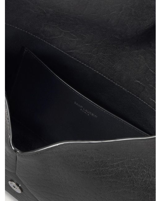 Logo-Embellished Full-Grain Leather Pouch di Saint Laurent in Black da Uomo