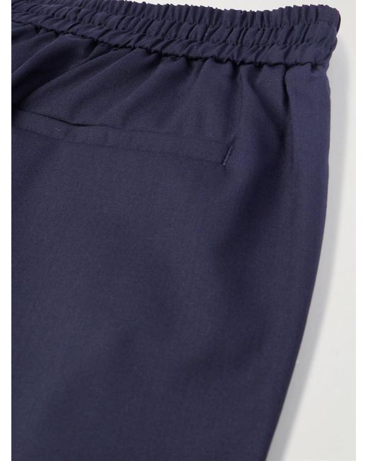 De Bonne Facture Blue Straight-leg Virgin Wool-blend Drawstring Trousers for men