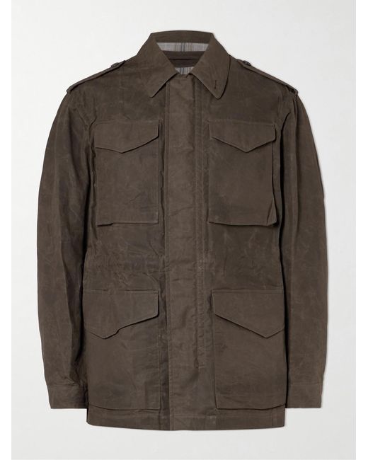 James Purdey & Sons Brown Leather-Trimmed Cotton Field Jacket for men
