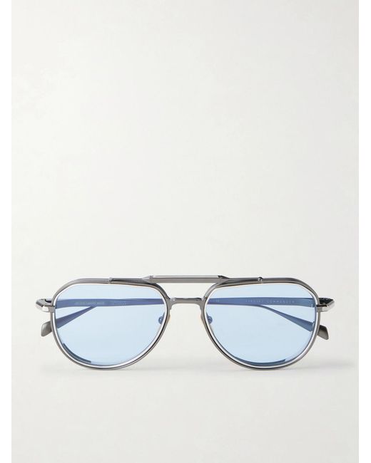 Jacques Marie Mage Blue Commander Aviator-Style Titanium Sunglasses for men