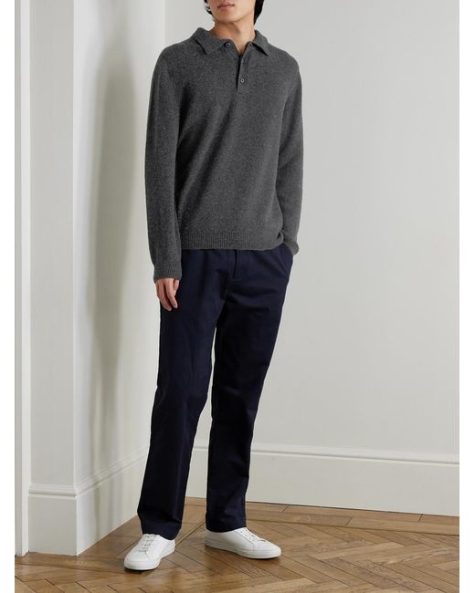 Sunspel Gray Wool Polo Shirt for men