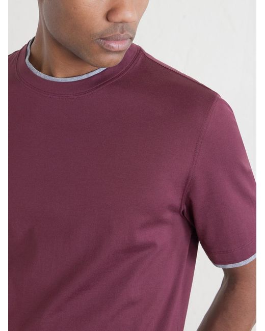 Brunello Cucinelli Purple Layered Cotton-Jersey T-Shirt for men