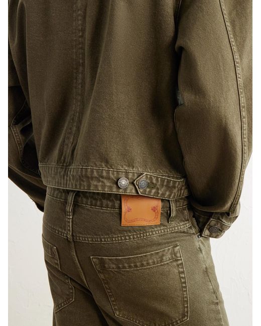 MANAAKI Green Pita Straight-Leg Garment-Dyed Jeans for men