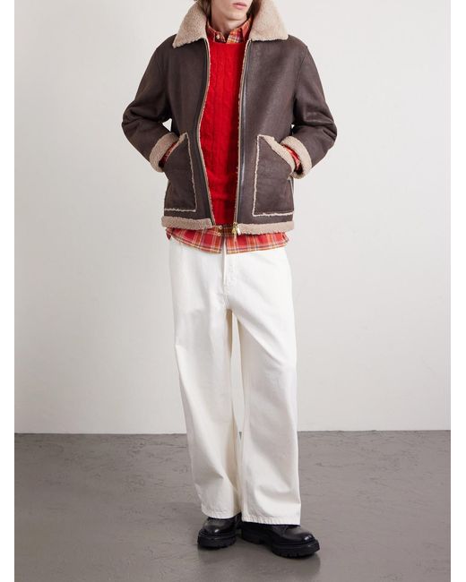 Baracuta Brown Shearling Aviator Jacket for men