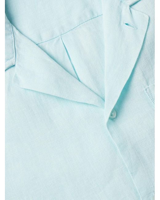 Vilebrequin Blue Charli Camp-Collar Linen Shirt for men