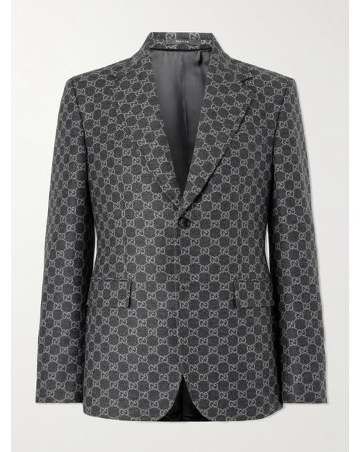 Gucci Gray Monogrammed Wool Suit Jacket for men