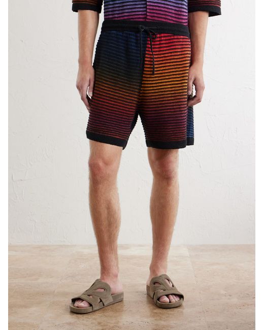 Loewe Red Paula's Ibiza Straight-Leg Striped Cotton-Blend Shorts for men