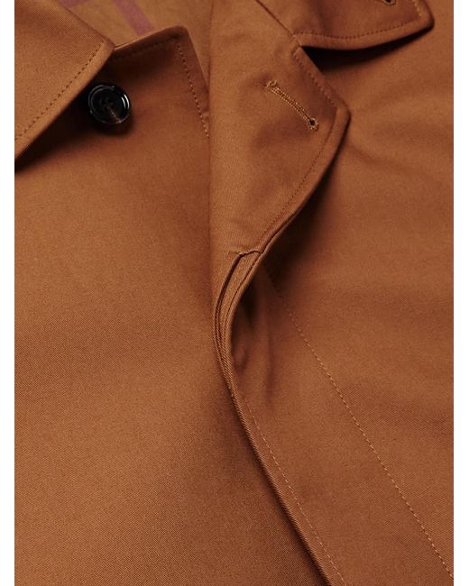 Burberry Brown Clapham Logo-Embroidered Cotton-Gabardine Coat for men