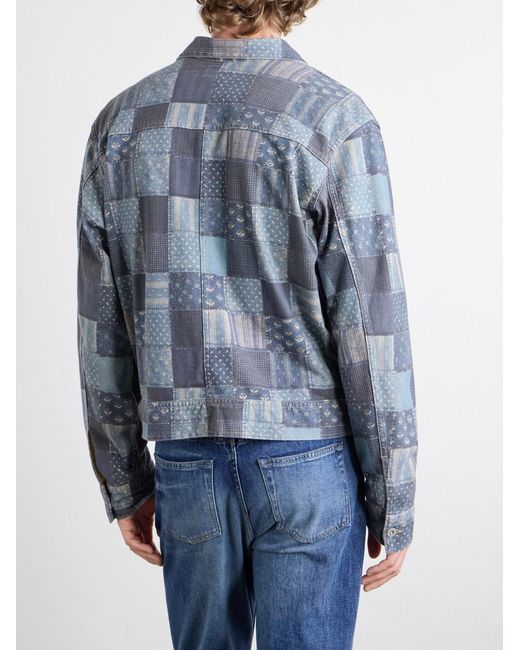 RRL Blue Patchwork Cotton Jacket for men