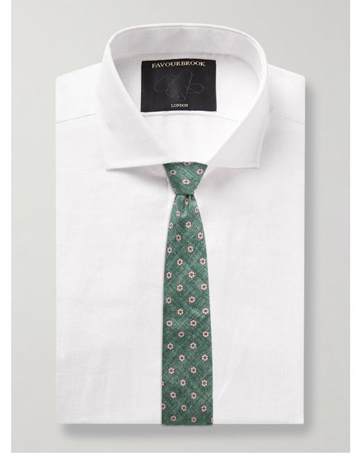Favourbrook White Bridford Cutaway-collar Linen Shirt for men