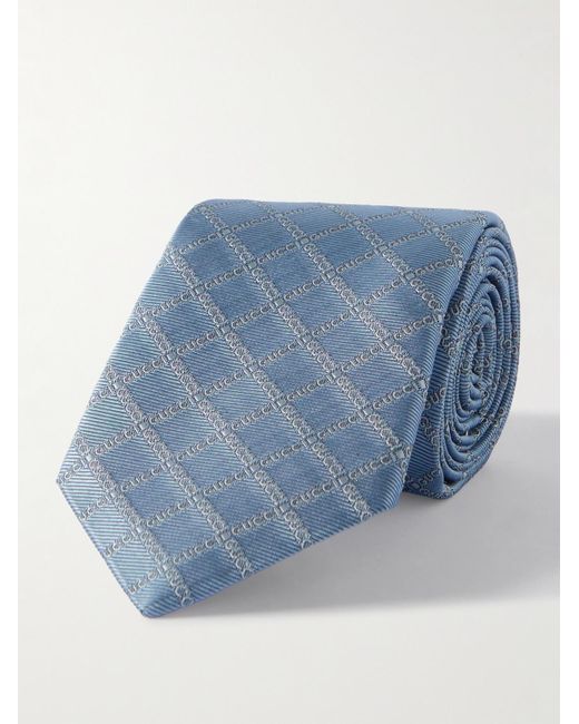 Gucci Blue 7Cm Logo-Jacquard Silk-Twill Tie for men