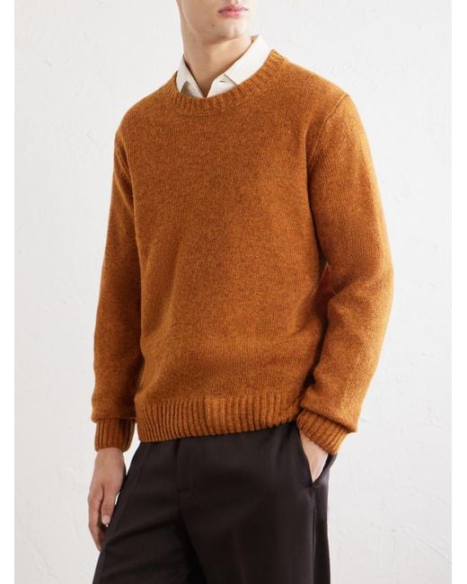 Caruso Brown Wool Sweater for men