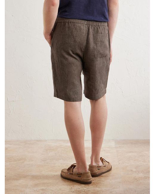 Sunspel Gray Straight-Leg Linen Shorts for men
