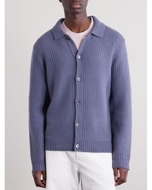Mr P. Blue Textured Wool And Cashmere-Blend Overshirt for men