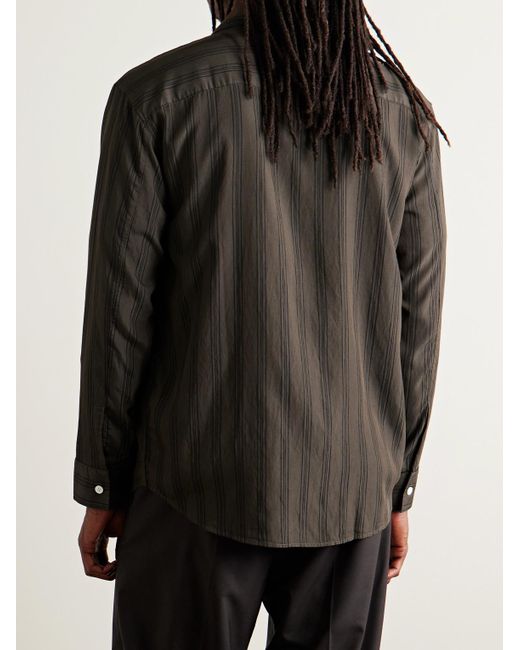 NN07 Gray Freddy 50010 Striped Tencel Modal-Blend Twill Shirt for men