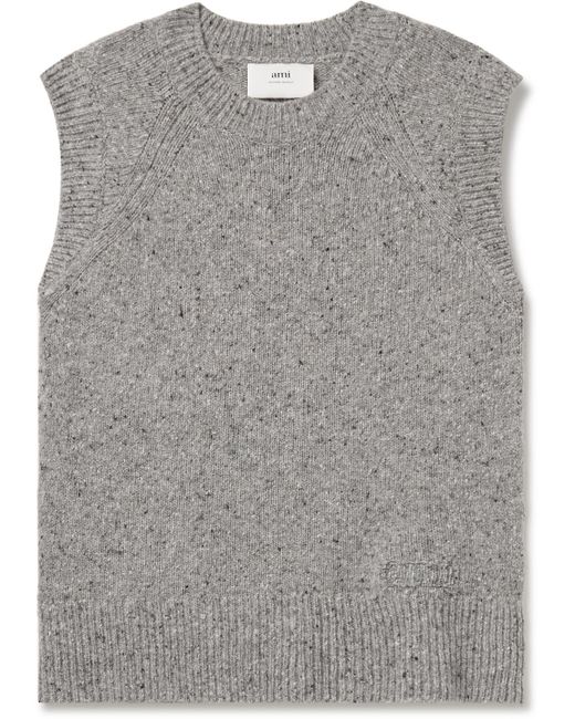AMI Gray Virgin Wool-blend Sweater Vest for men