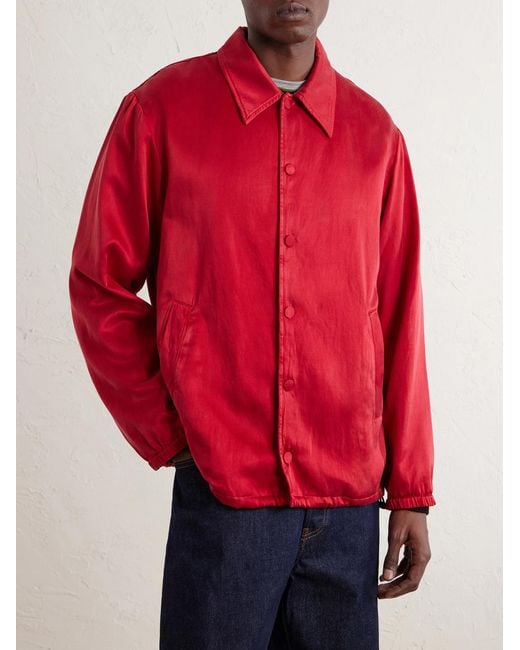 Dries Van Noten Red Satin Blouson Jacket for men