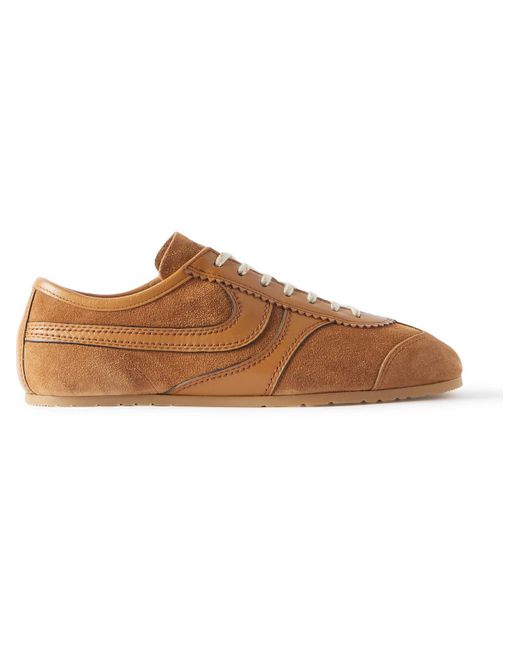 Dries Van Noten Brown Leather-trimmed Suede Sneakers for men