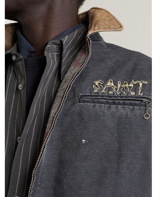 SAINT Mxxxxxx Blue Babylon Detroit Logo-Embroidered Cotton Jacket for men