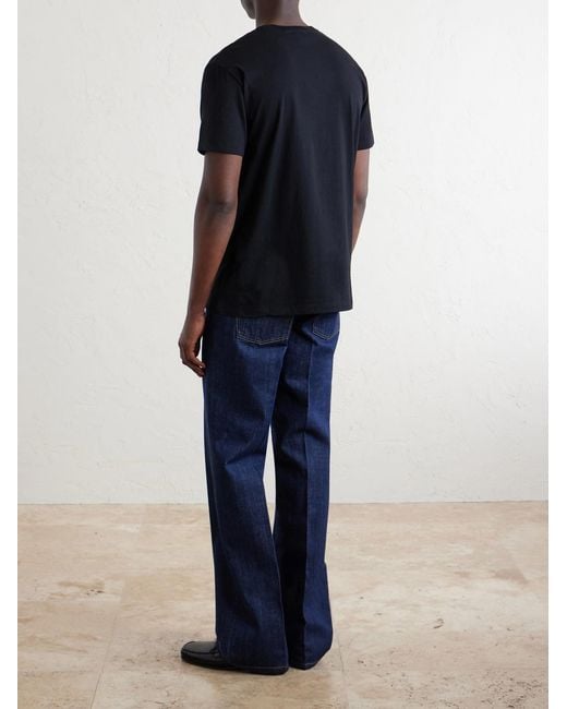 Valentino Garavani Black Logo-Embroidered Cotton-Jersey T-Shirt for men