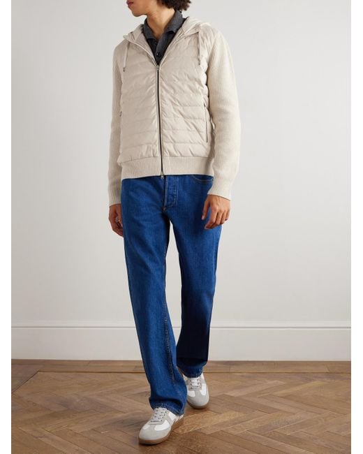 Herno Natural Quilted Microfibre And Ribbed Wool Down Hooded Jacket for men