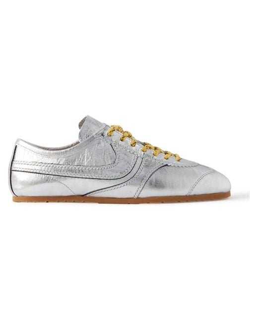 Dries Van Noten White Metallic Textured-leather Sneakers for men