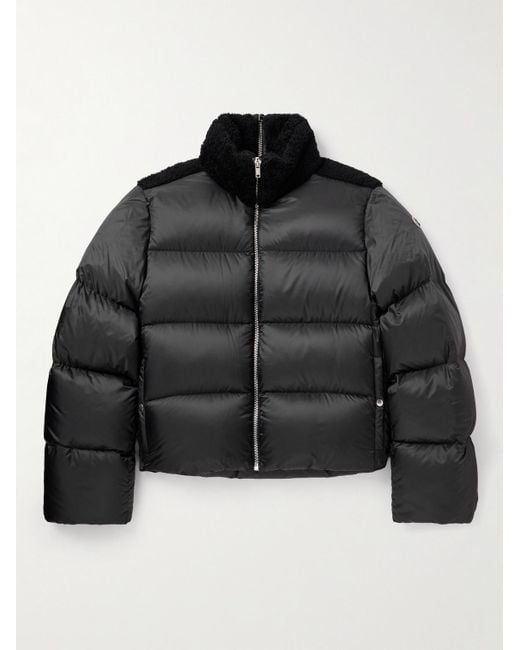 Rick Owens Moncler Cyclopic Shearling-trimmed Quilted Shell Down Jacket in  Black for Men