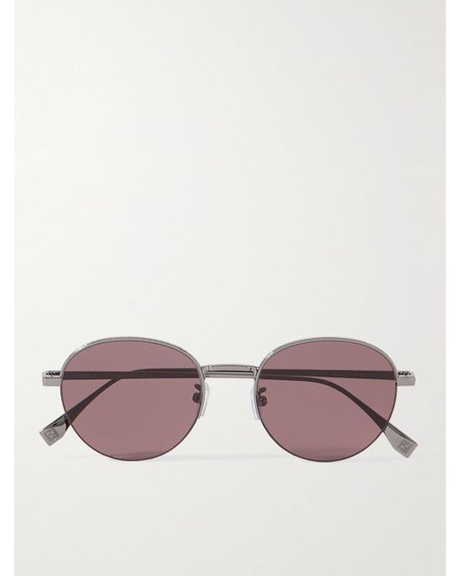 Fendi Travel silberfarbene Sonnenbrille mit rundem Rahmen in Pink für Herren