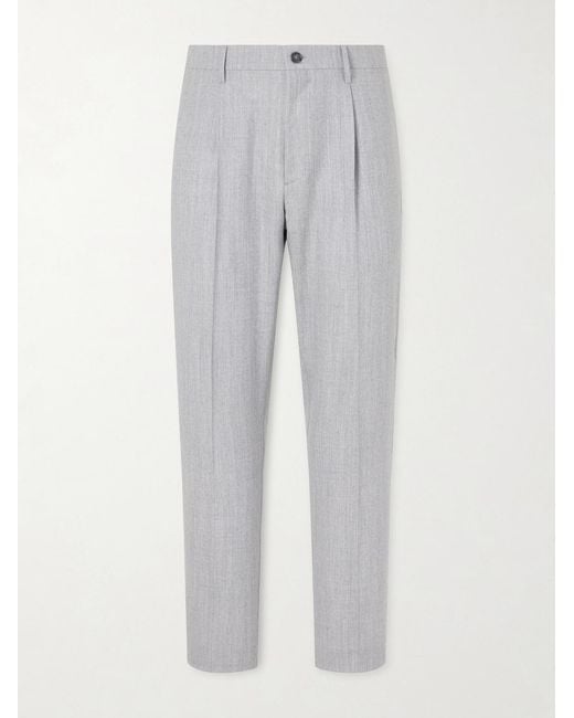 Canali Gray Straight-Leg Wool Trousers for men