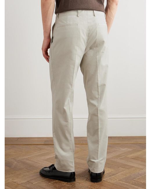 Brunello Cucinelli White Straight-Leg Pleated Cotton-Corduroy Suit Trousers for men