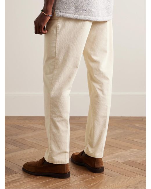 Altea Natural Fatigue Tapered Garment-dyed Stretch-cotton Corduroy Drawstring Trousers for men