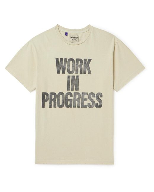 GALLERY DEPT. White Work In Progress Distressed Printed Cotton-jersey T-shirt for men