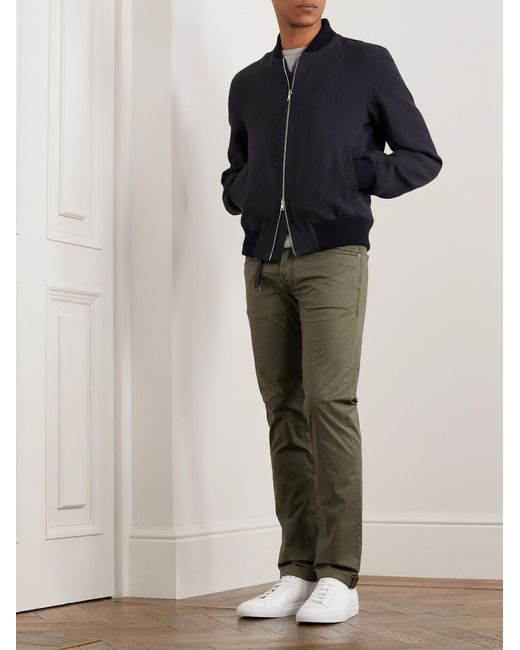 Slowear Green Straight-Leg Stretch Lyocell And Cotton-Blend Poplin Trousers for men