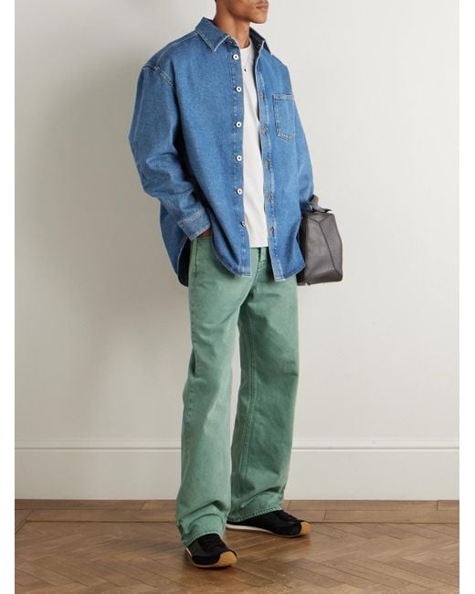 Loewe Blue Anagram Logo-embroidered Denim Overshirt for men