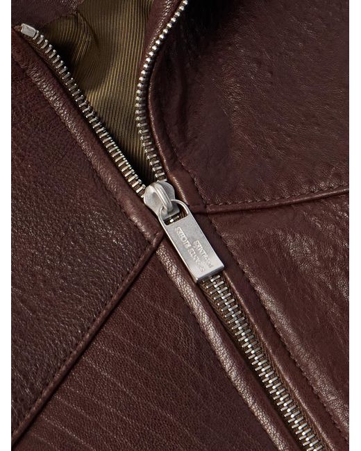 Enfants Riches Deprimes Brown Distressed Textured And Pebble-Grain Leather Jacket for men