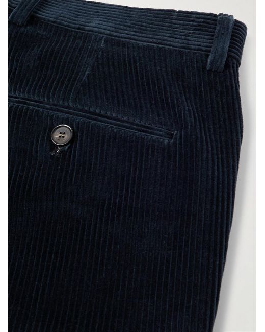 Loro Piana Blue Jarno Straight-Leg Cotton-Corduroy Trousers for men