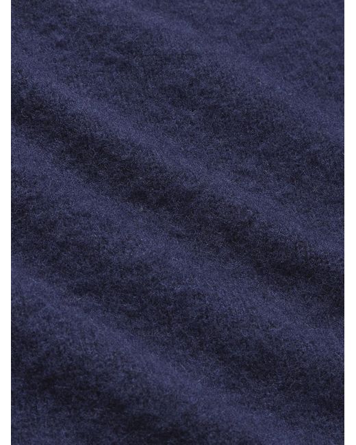 Drake's Blue Brushed Shetland Wool Sweater for men