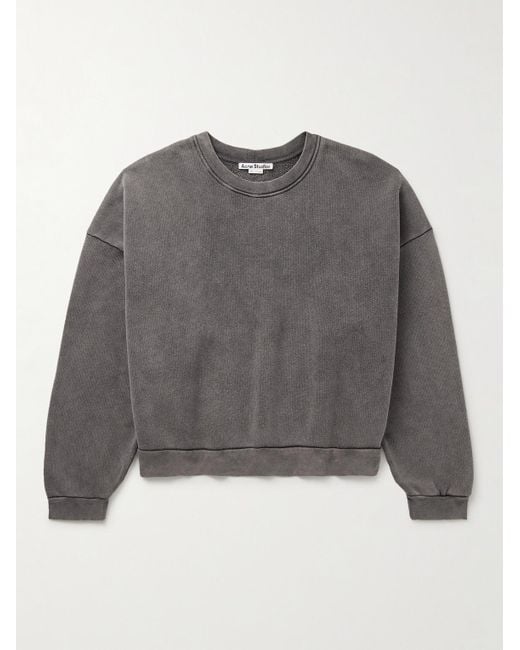 Acne Gray Fester U Garment-dyed Cotton-jersey Sweatshirt for men