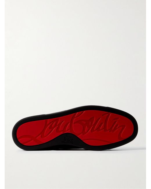 Christian Louboutin Black Louis Junior Spikes Leather Sneakers for men