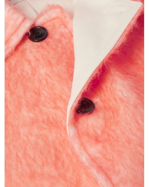 Dries Van Noten Pink Oversized Brushed Alpaca, Cotton And Wool-Blend Coat for men