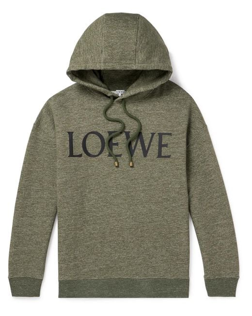 Loewe Green Logo-print Cotton-jersey Hoodie for men