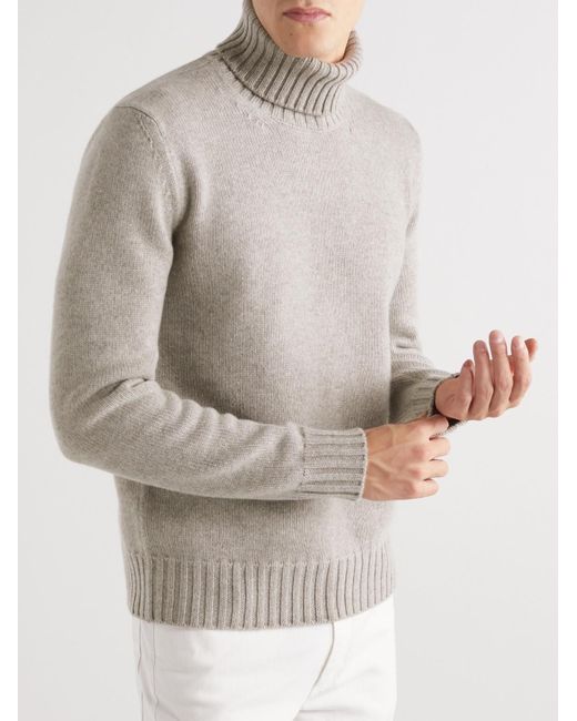 Loro Piana White Grafton Cashmere Rollneck Sweater for men