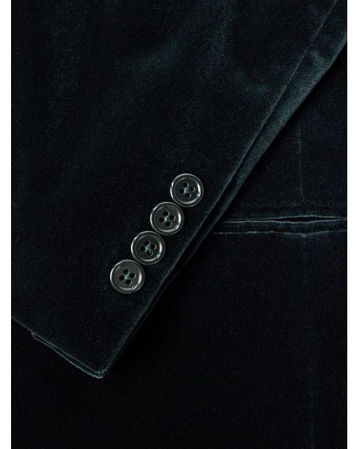 Polo Ralph Lauren Blue Double-Breasted Linen-Blend Velvet Blazer for men