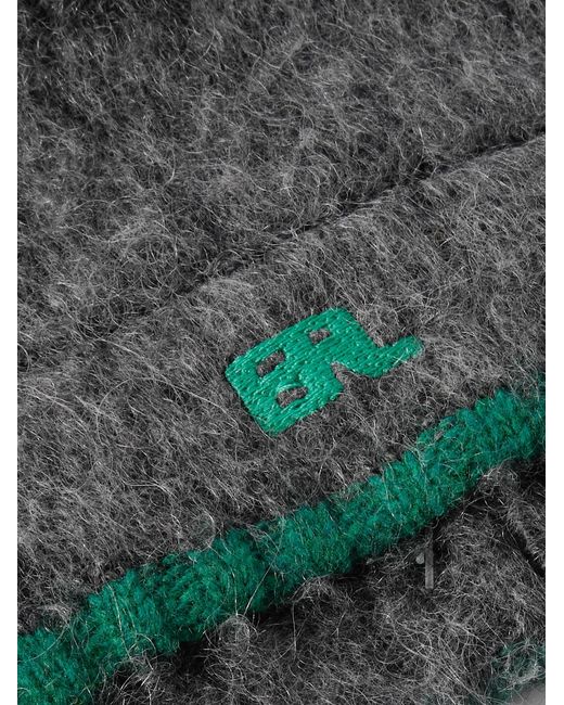 ERL Gray Logo-Embroidered Brushed Wool-Blend Beanie for men
