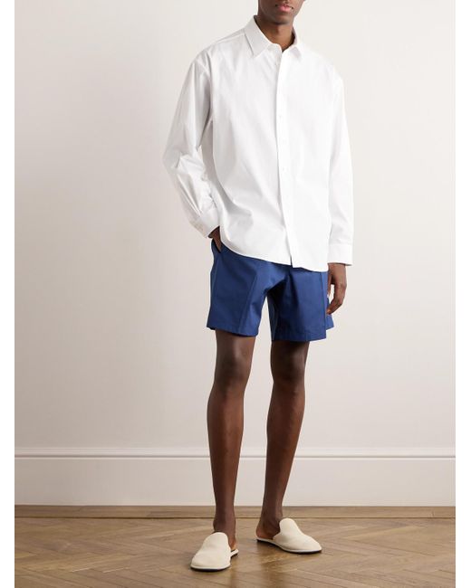 Umit Benan Blue Julian Straight-leg Cotton-poplin Drawstring Shorts for men